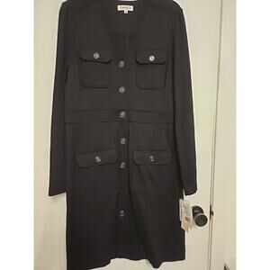 Nanette Lepore Button Down Shirt Dress Sz 10 Workwear Gothic Basic Black NWT